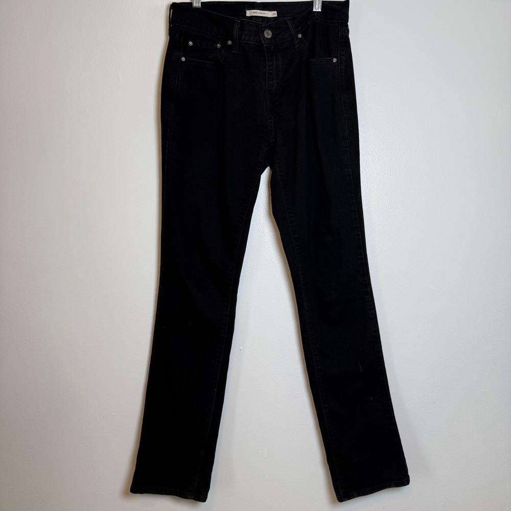 Levi's 505 Straight Jeans Womens 28 Black Mid Rise Denim 15505-0120